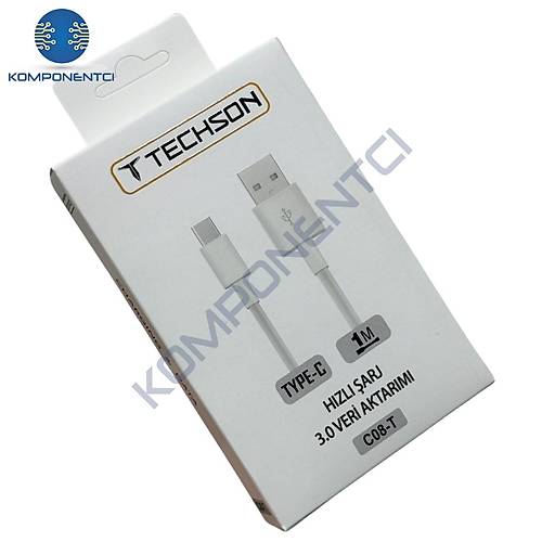 TECHSON Type-C 2.4A H�zl� �arj Kablo USB 3.0 Veri Aktar�m� 1m C08-T