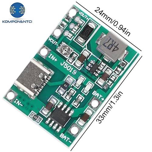 TP4056 Pil �arj ve Voltaj Y�kseltici 3.7V 4.2V Type-C Usb