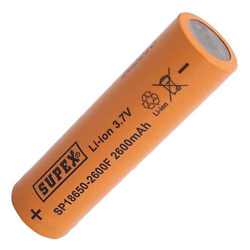 Supex 18650 3.7V 2600mAh Li-ion �arjl� Pil (Ba�s�z)