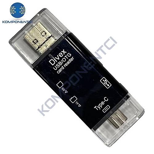 Divex USB3.0 - Type-C - Micro USB Girili SD-Micro-SD Kart Okuyucu OTG Card Reader