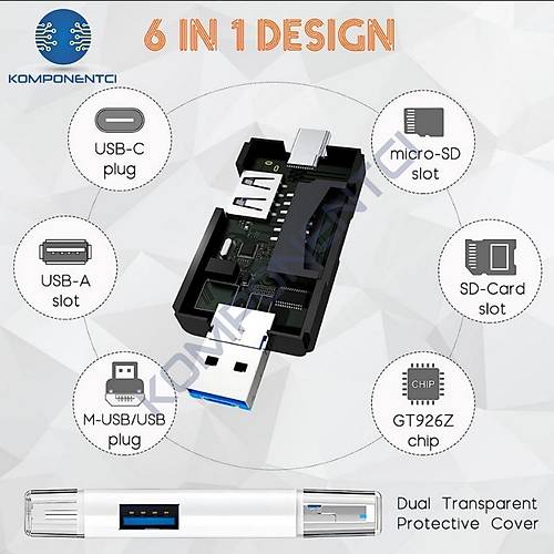 Divex USB3.0 - Type-C - Micro USB Girili SD-Micro-SD Kart Okuyucu OTG Card Reader