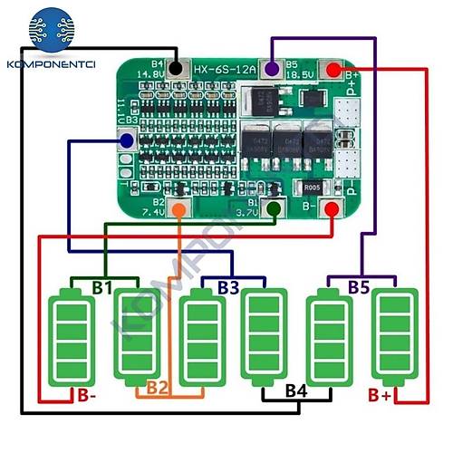 6S 15A BMS 18650 Lityum Pil �arj Koruma Devresi