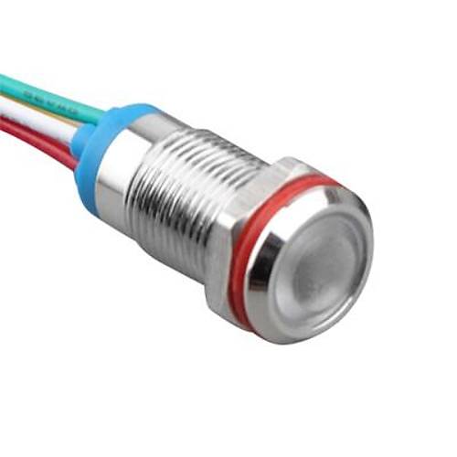 10L-P1/RGY- 10mm 12-24V Kablolu Metal Sinyal Lambas� - 3 Renk Katot