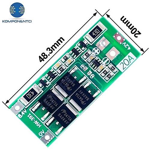 2S 20A BMS 8.4V 18650 Lityum Pil �arj Koruma Devresi Balansl�