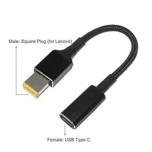 Di�i Type C - Erkek Square Plug D�n��t�r�c� Kablo Lenovo Uyumlu