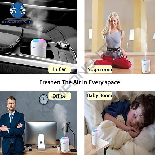 Divex�Renkli Led I��kl� Hava Nemlendirici USB Colorful Humidifier Beyaz H-17