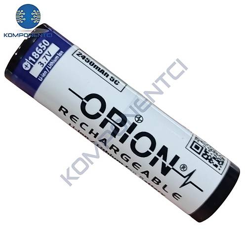 Orion 18650 3.7V 2450mAh 5C �arj Edilebilir Li-ion Pil Ba�s�z
