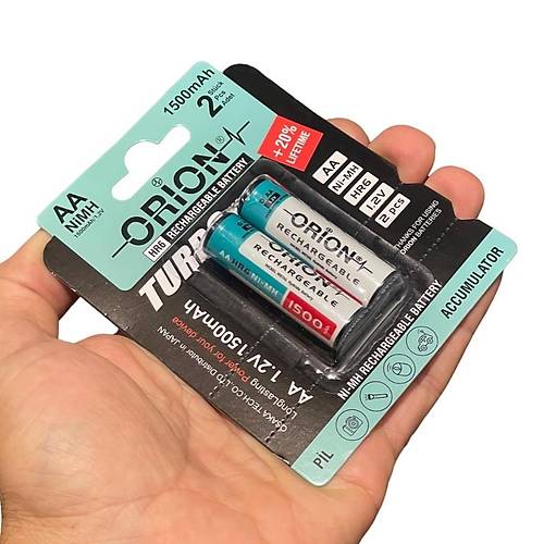 Orion 1.2V 1500mAh Ni-Mh AA arj Edilebilir Kalem Pil 2'li Paket