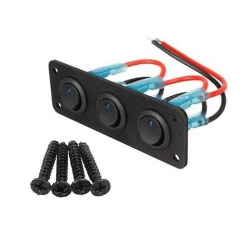 3'l� ON-OFF Mavi Nokta I��kl� Anahtar Switch Panel 12V-24V