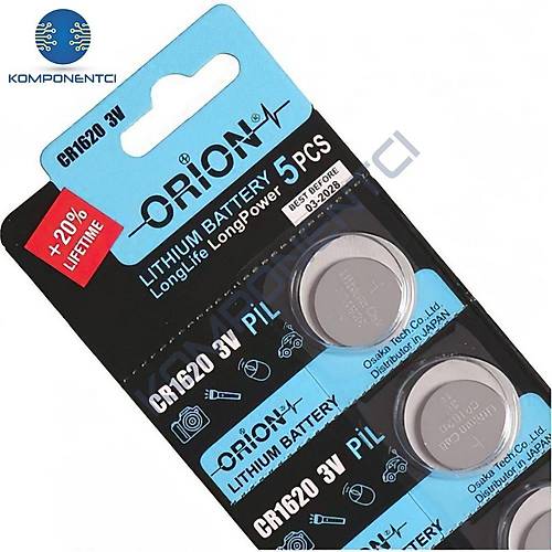 Orion CR1620 3V Lityum Pil 5'li Paket
