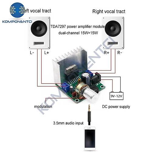 TDA7297 Amfi Devresi Amplifikat�r �ift Kanal 2x15W