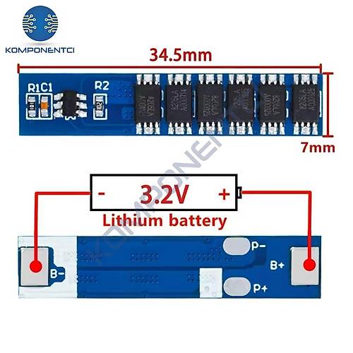 1S 15A BMS 3.2V 18650 Lityum Pil Koruma Devresi