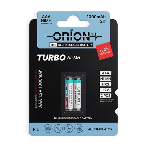 Orion AAA 1.2V 1000mAh Ni-MH �arj Edilebilir �nce Kalem Pil 2'li