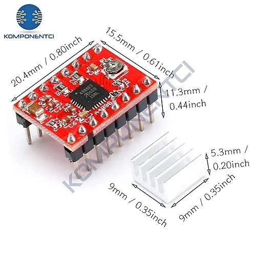 A4988 Step Motor Src Kart 2A + Alminyum Soutucu