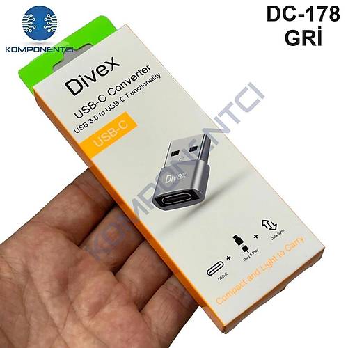 Divex Type-C Dii USB3.0 Erkek OTG Adaptr evirici Gri DC-178