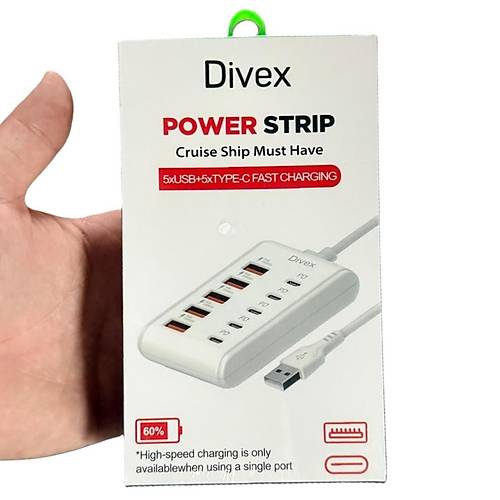 Divex 5xUSB + 5xType-C H�zl� �arj USB-PD �o�alt�c��DF-34�
