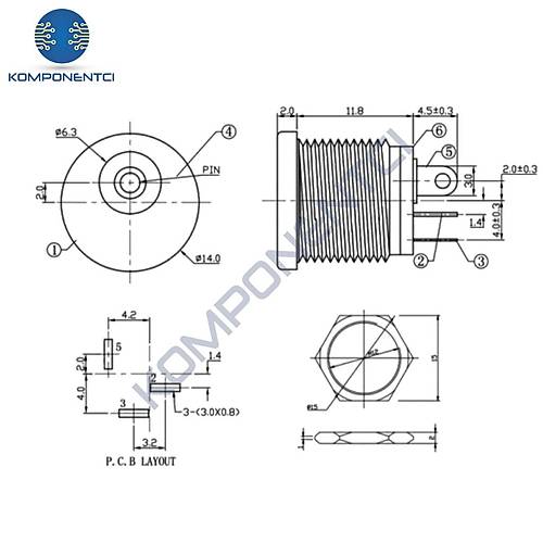 IC-257 Power Giri� Konnekt�r� Kutu Tip 2.1mm