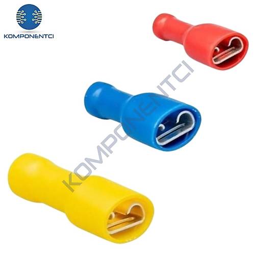 Tam �zoleli Di�i Faston Tip Kablo Ucu GFFD-2488 1.50-2.50mm Mavi 200 Adet
