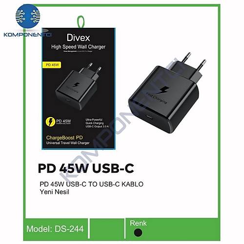DivexPD 45W Type-C ( USB-C ) Yeni Nesil arj Adaptr DS-244