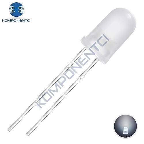 5mm Led Beyaz Diyot Diffused 1 Adet