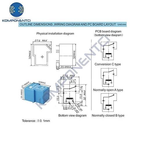 Songle 24V 30A 5 Pin R�le SLA-24VDC-SL-A ( T90 Relay )