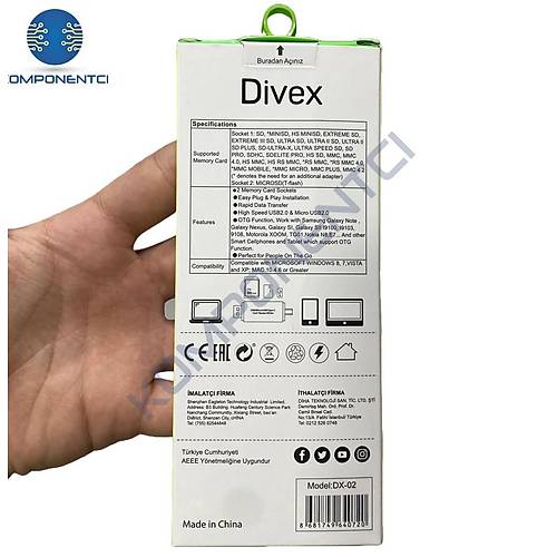 Divex USB3.0 - Type-C - Micro USB Girili SD-Micro-SD Kart Okuyucu OTG Card Reader