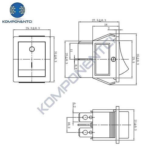 IC-104 Geni� I��kl� Anahtar On Off Switch 4P Ye�il