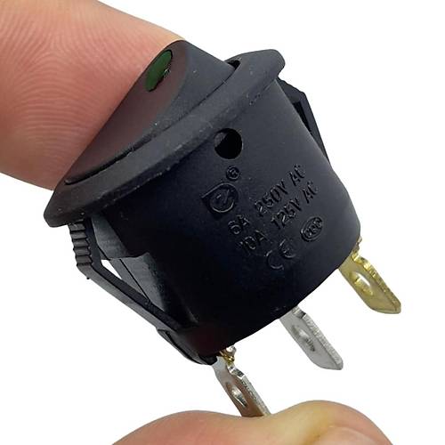 IC-132A Yuvarlak Nokta I��k Anahtar On-Off 3P 12V Ye�il