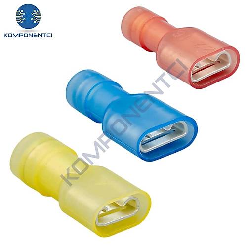 Tam �zoleli Polyamid Di�i Faston Kablo Ucu GPFD-1638 0.5-1.5mm K�rm�z� 200 adet