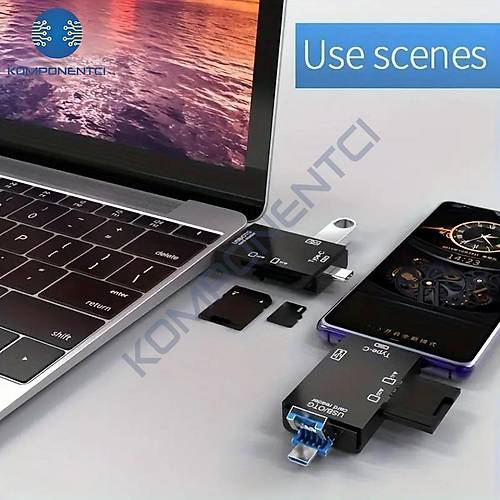 Divex USB3.0 - Type-C - Micro USB Girili SD-Micro-SD Kart Okuyucu OTG Card Reader