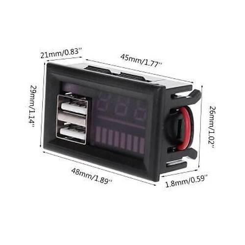 12V Ak� Kapasite G�stergesi - 5V 2A USB ��k��l�