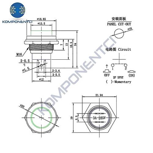 IC-180 Buton �16mm DS-212 Sar�
