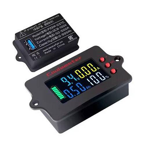 PZEM-037 8-120V 100A Voltmetre Ampermetre - Batarya Kapasite Y�neticisi + 100A ��nt + 2m USB Kablo