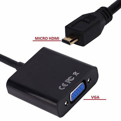 Micro Hdmi to Vga Kablo Dntrc evirici Adaptr Siyah