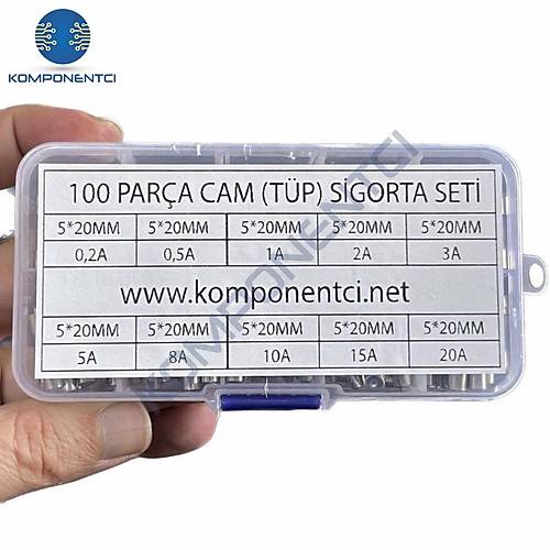 100 Para 5x20mm Cam Sigorta Tp Sigorta Seti Plastik Kutulu