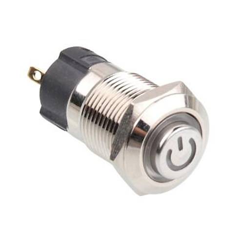 12A-G1Z-C 12mm ��k�k Anahtarl� I��kl� Power Metal Buton - Beyaz