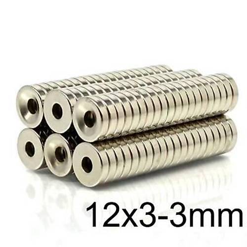 12X3-3mm Hav�a Delikli Neodyum G��l� M�knat�s - Neodim Magnet