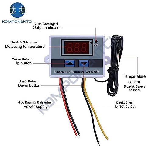 XH-W3001 220V AC Dijital Termostat 1500W