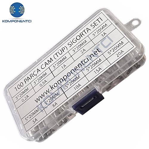 100 Para 5x20mm Cam Sigorta Tp Sigorta Seti Plastik Kutulu