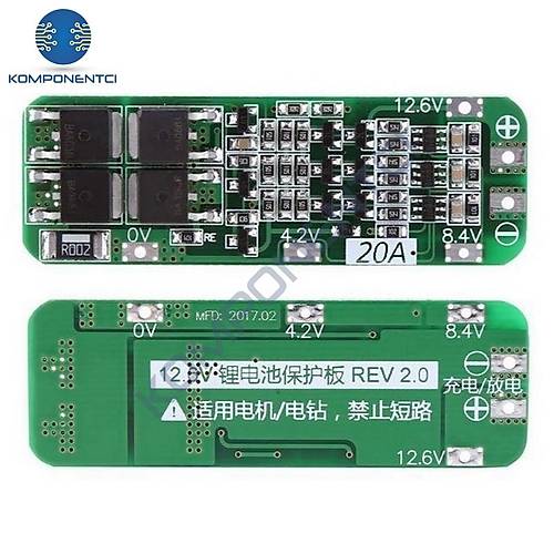 3S 20A BMS LiPo 18650 Pil arj Koruma Devresi