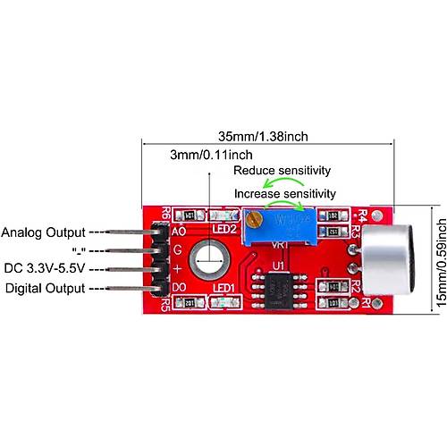 Mikrofon Ses Sens�r Mod�l� Arduino Uyumlu KY-038