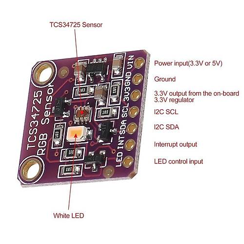 TCS34725 RGB Renk Alglama IR Filtre Sensr Modl