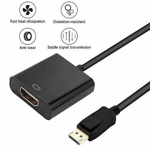 Displayport Dii (M) To HDMI Erkek (F) evirici Adaptr Kablosu Siyah