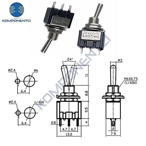 IC-139 3 Ayak Toggle Switch Anahtar On-Off MTS-102