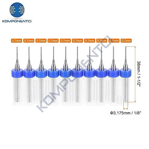 0.7mm PCB Matkap Ucu Seti - 10 Adet (Kutulu)