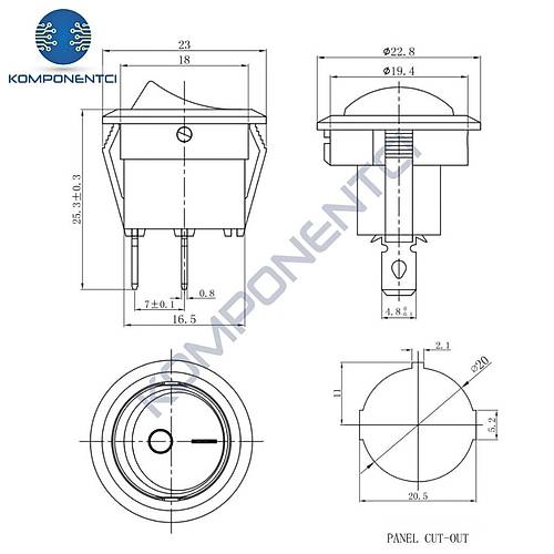 IC-133 Yuvarlak I��ks�z Devre Anahtar� On-Off 2P
