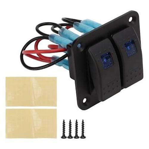 2'li ON-OFF Mavi I��kl� Anahtar Switch Panel 12V-24V