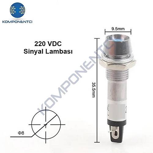 IC-225 8mm Sinyal Lambas Metal 220V Mavi