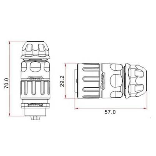 YM-20-C02PE-02-001 2-Pin Su Ge�irmez Konnekt�r - Erkek