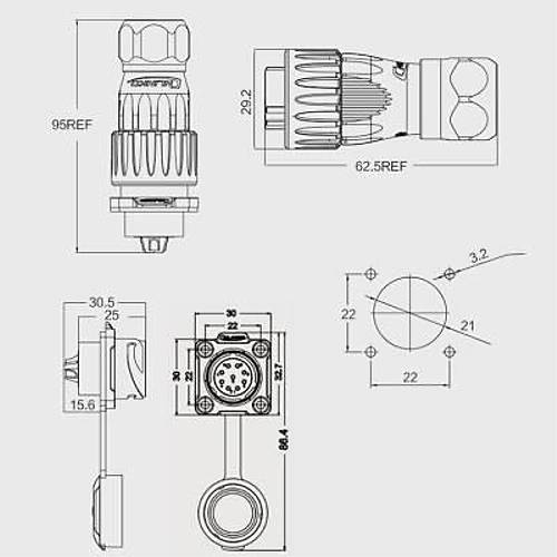 DH-20-C09SX-03-401 9-Pin Su Ge�irmez Konnekt�r - Erkek